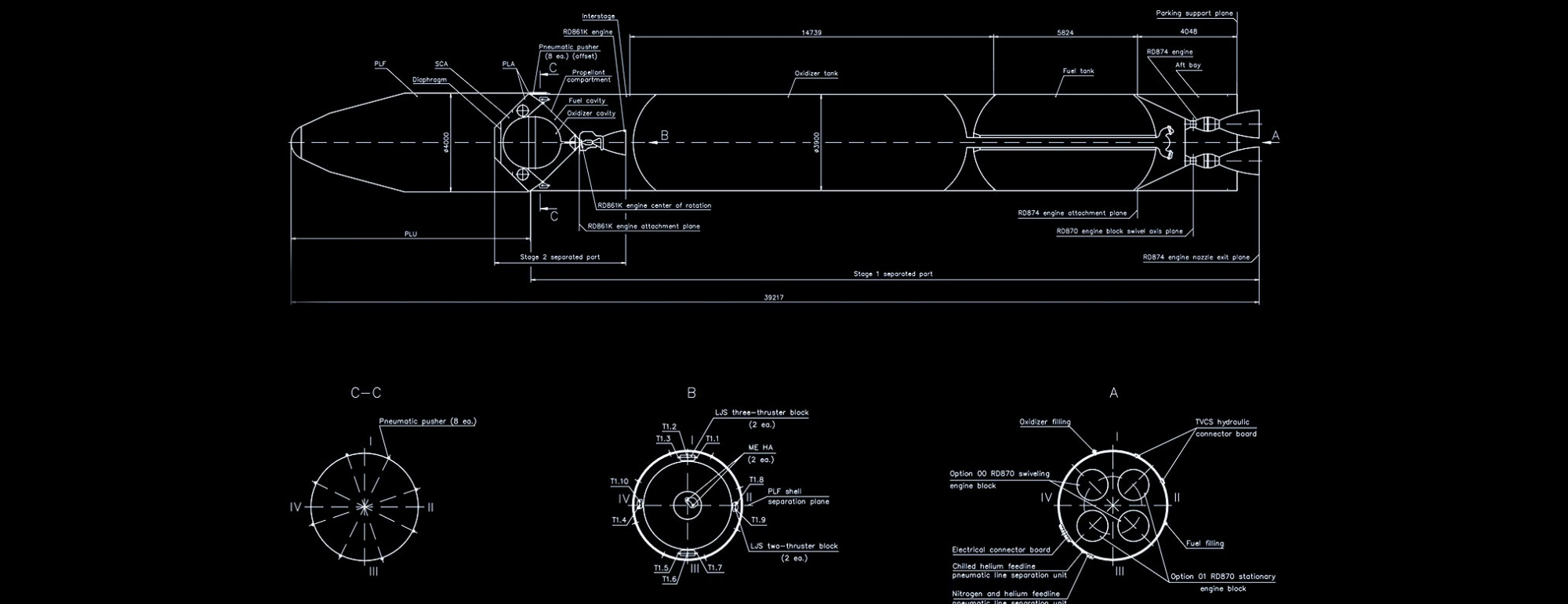 Blueprint of Cyclone-4M Launch Vehicle