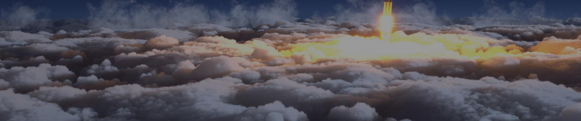 Rocket flies through clouds